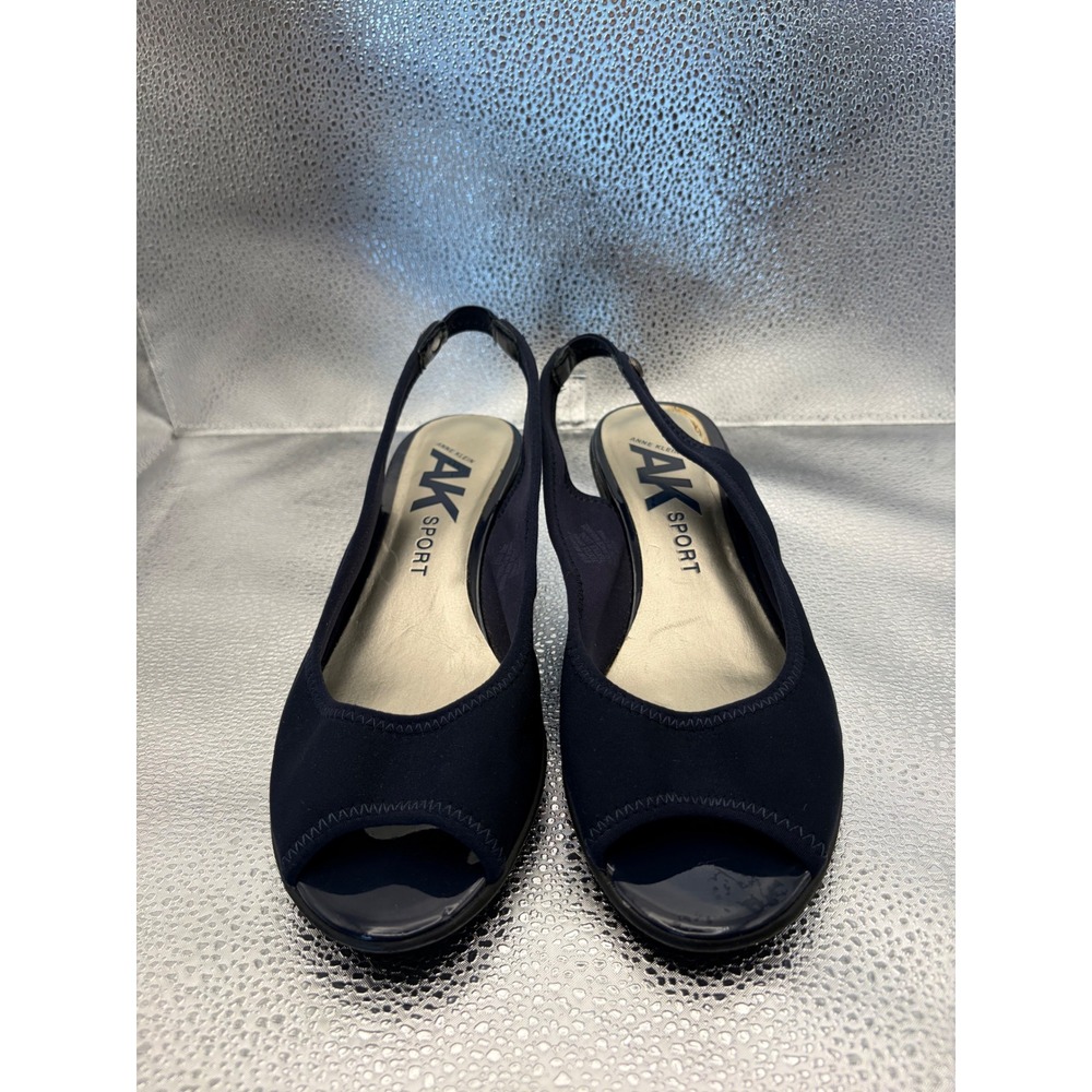 Anne Klein AK Sport Akayla Navy Blue Wedge Peep Toe Slingback Sandal
Womens 8.5M